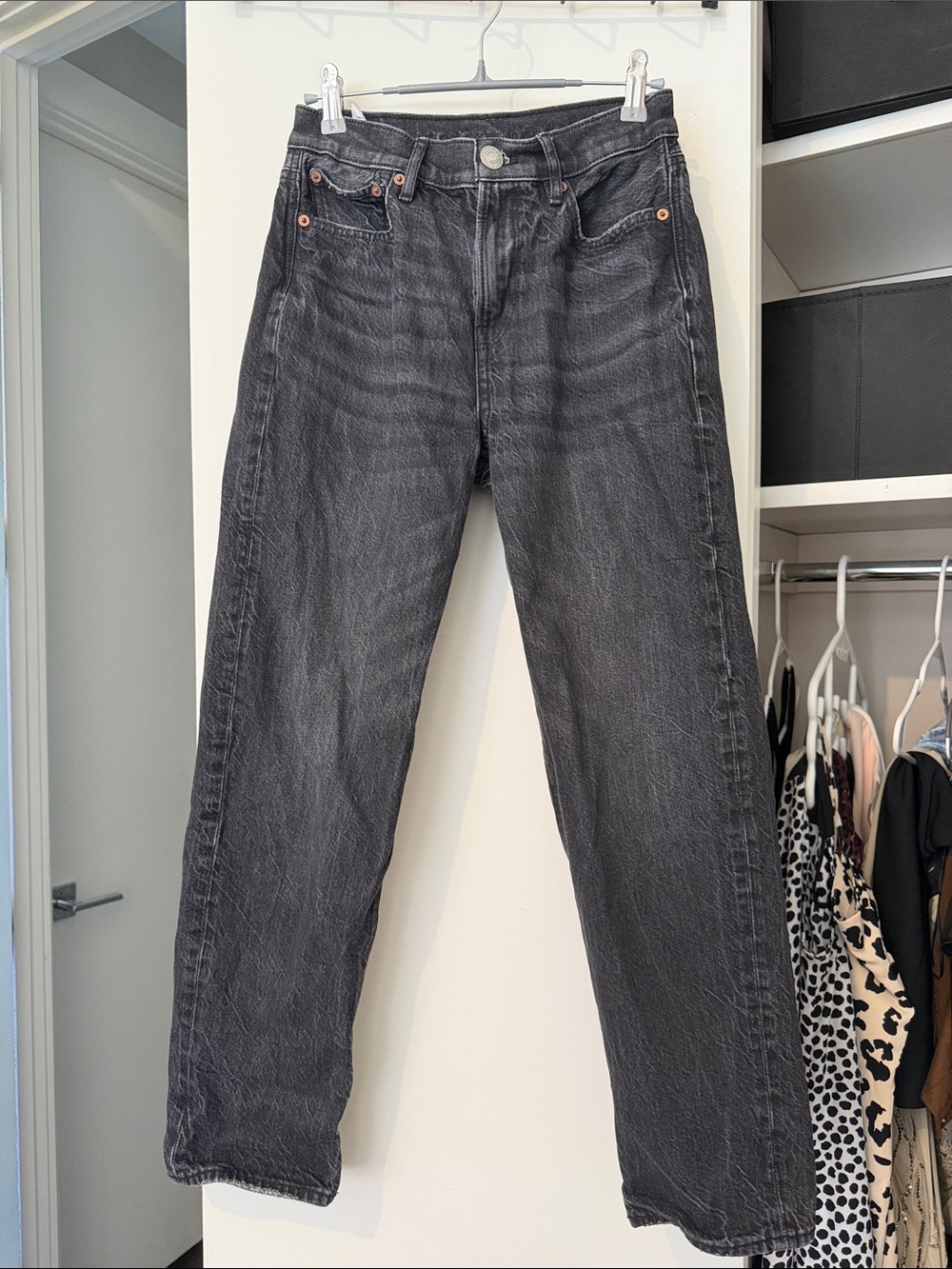 American Eagle Outfitters Women's Washed Black Boyfriend Jeans